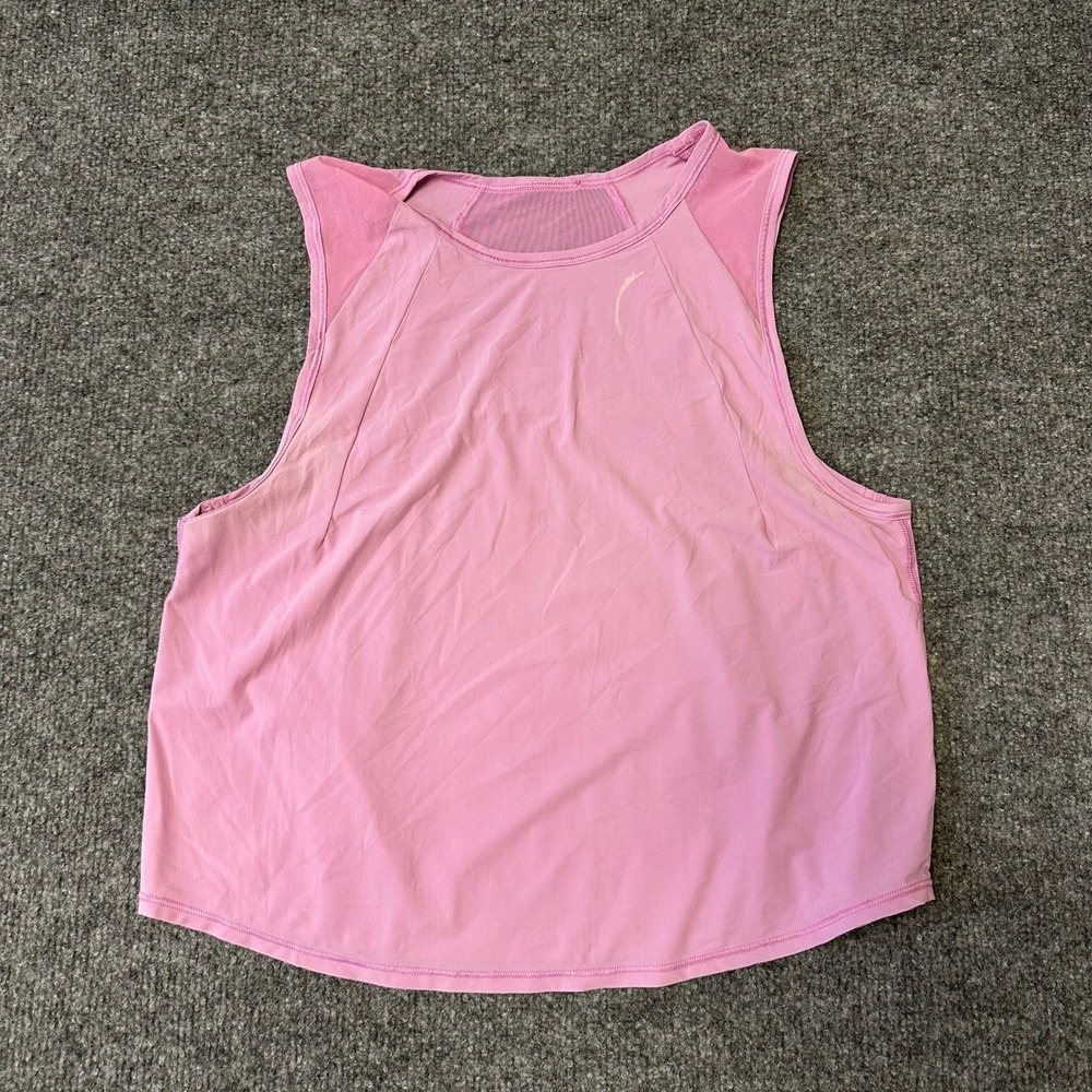 Lululemon Tank Top Womens Size 4 Pink Mesh Back Pleated Cropped Athletic Shirt